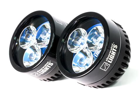 Clearwater lights - World’s most advanced LED auxiliary light – brighter than your standard high beam, fully dimmable, super spot beam pattern, and multiple mounting options. 70 watts with 7,500+ lumens and only 6-amp power draw at max output per light. 4.7” diameter housing – great for motorcycle or vehicle. Dimmable using included rheostat. 